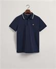 Men's T-Shirt Gant Contrast Collar Short Sleeve Cotton Polo Shirt in Blue - 2XL Regular