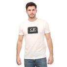 Men's T-Shirt CP Company Jersey Label Style Logo Short Sleeve in White - XL Regular