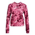 Women's Under Armour UA Rival Terry Printed Crew Pullover Sweatshirt in Pink - 8-10 Regular