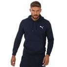 Men's Puma Essentials Small Logo Cotton Blend Pullover Hoodie in Blue - M Regular
