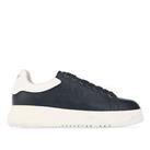 Men's Armani Lace up Leather Upper Trainers in Blue