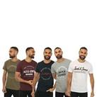 Men's Jack Jones Urban 5 Pack Crew Regular Fit T-Shirts in Multicolour - M Regular