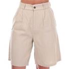 Women's Only Caro High Waist Zip Fly Loose Fit Linen Shorts in Brown - 12 Regular