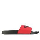 Men's DKNY Classic Padded Strap Slip on Sliders in Black and Red