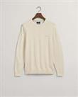 Men's Gant Supima Crew Neck Pullover Regular Fit Sweater in Cream - XL Regular