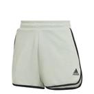 Women's adidas French Terry High-Rise Regular Fit Shorts in Green - 4-6 Regular