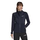 Women's adidas Terrex Tech Flooce Full Zip Hooded Hiking Jacket in Blue - 4-6 Regular