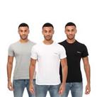 Men's T-Shirts Ben Sherman Otto 3 Pack Cotton Blend in Black White Grey - M Regular
