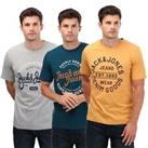 Men's T-Shirts Jack Jones Mikk 3 Pack Relaxed Fit in Grey Blue Yellow - S Regular