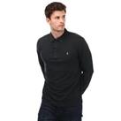 Men's Polo Shirt Farah Union Organic Blend Regular Fit Long Sleeve in Blue - XL Regular