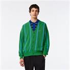 Men's Cardigan Lacoste V-Neck Organic Cotton Button up Knitwear in Green - 3XL Regular
