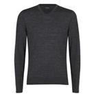 Men's Pullover Howick Merino V Neck Knitwear Sweatshirt in Grey - M Regular