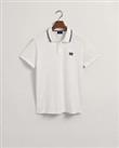 Men's T-Shirt Gant Contrast Collar Short Sleeve Cotton Polo Shirt in White - S Regular