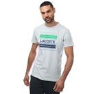 Men's T-Shirt Lacoste Stylized Logo Print Organic Cotton Short Sleeve in Grey - S Regular