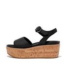 Women's Sandals Fit Flop Eloise Leather Back-Strap Wedge in Black