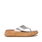Women's Sandals Fit Flop F-Mode Leather Flatform Toe-Post Slip on in Silver