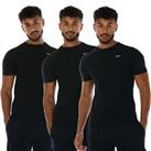 Men's Reebok Santo 3 Pack Crew Short Sleeve Regular Fit T-Shirts in Black - M Regular