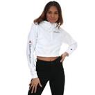 Women's Champion Scipt Logo Cropped Half Zip Pullover Hoodie in White - 12 Regular