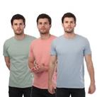 Men's Jack Jones Jack 3 Pack Crew Regular Fit Cotton T-Shirts in Multicolour - L Regular