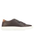 Men's Lambretta Percy Lace up Casual Leather Upper Trainers in Brown