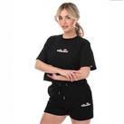 Women's Ellesse Fireball Cotton Short Sleeve Cropped T-Shirt in Black - 12 Regular