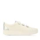 Women's Fit Flop Rally Metallic Back Leather Hook and Loop Trainers in White