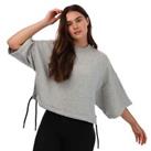 Women's adidas Studio Lounge Fleece Loose Fit Cropped Sweatshirt in Grey - 8-10 Regular