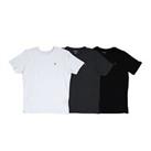 Men's Farah Colney 3 Pack T-Shirts in Black Grey White - M Regular