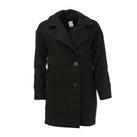 Women's Coat Elle Wool Reefer Button up Double Breasted Jacket in Black - 12 Regular