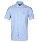 Men's Shirt Lacoste Regular Fit Cotton Oxford Button up Short Sleeve in Blue - S/M Regular