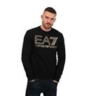 Men's Sweatshirt Emporio Armani EA7 Logo Print Pullover Jumper in Black - S Regular