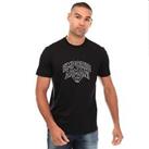 Men's T-Shirt Armani Embroidered Logo Short Sleeve in Black - XL Regular