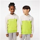 Boy's Hoodie Lacoste Kids Cotton Flannel Colourblock Pullover in White
