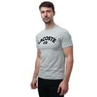 Men's T-Shirt Lacoste Print Logo Premium Cotton Short Sleeve in Grey - 2XL Regular