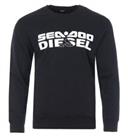 Men's Jumper Diesel Roundoo Graphic Crew Neck Pullover Sweatshirt in Black - XS Regular
