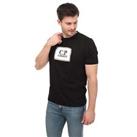 Men's T-Shirt CP Company Jersey Label Style Logo Short Sleeve in Black - L Regular