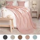 Highams Large Faux Mohair Throw Over Blanket Bed Luxury Bedspread Blush Grey NEW