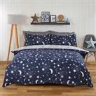 Dreamscene Moon Stars Galaxy Duvet Cover with Pillowcase Bedding Set Navy Grey