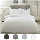 Highams Polycotton Duvet Cover with Pillowcase Bedding Set Silver Charcoal White