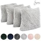 Sienna Fluffy Pack of 4 Square Cushion Covers Shaggy Set Scatter Sofa 18 x 18