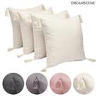 Dreamscene Tassel Pack of 4 x Cushion Covers Square Texture Weave Sofa 18" x 18