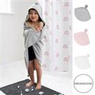 Dreamscene Kids Hooded Beach Towel Pom Pom Changing Robe Absorbent Bath Poncho