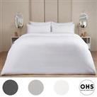 OHS Luxury 100% Cotton 300TC Duvet Cover with Pillowcase Plain Dye Bedding Set