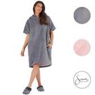 Sienna Short Sleeve Hoodie Fleece Sherpa Lined Warm Soft Loungewear Womens Dress - Medium/Large Regu