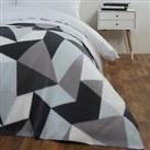 Dreamscene Geometric Shapes Fleece Throw Over Bed Soft Blanket, Grey 120 x 150cm