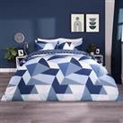 Dreamscene Geometric Shapes Duvet Cover with Pillowcase Set Bedding Quilt - Navy
