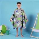 Dreamscene Dino Hooded Poncho Towel Childrens Quick Dry Microfiber Kids Swimming