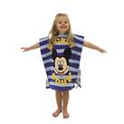 Micky Mouse Towel Poncho Sea Stripe Dry Hooded Robe Blue Kids Bath Beach Pool