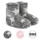 Star Fleece Lined Slippers Kids Ankle Boot Winter Super Soft Warm Faux Fur Shoes