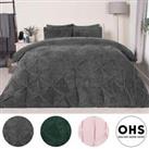 OHS Teddy Fleece Duvet Cover Set Pintuck Warm Super Soft Bedding Cosy Quilt Bed